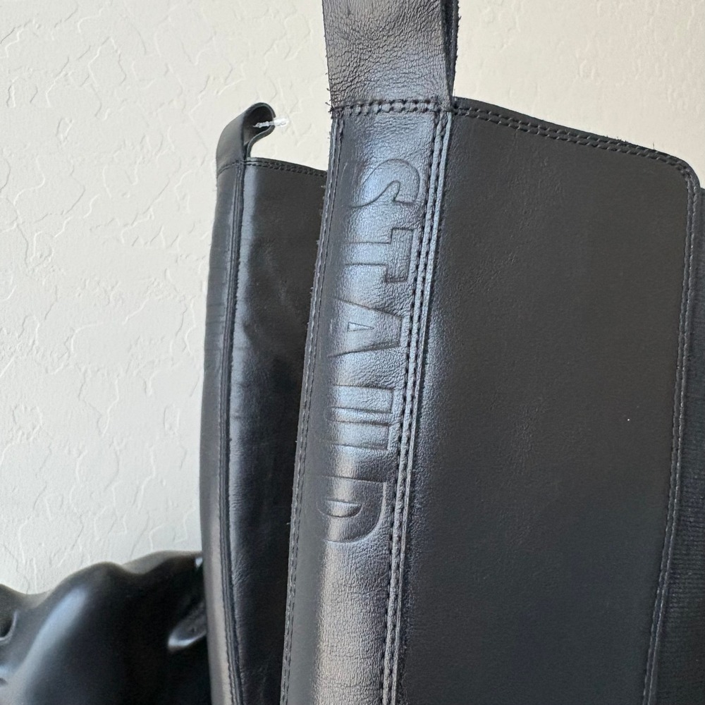 Staud Dutch Tall Black Leather Riding Chelsea Lug Sole Boots Size 38 - Picture 5 of 10